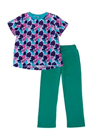 Пижама для девочки Котмаркот зелёная