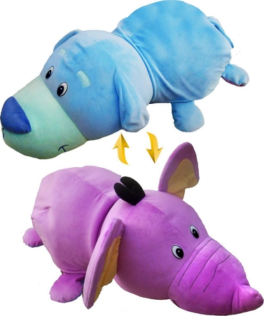 Игрушка 1Toy Вывернушка плюшевая Голубой Щенок-Фиолетовый Слон 76 см